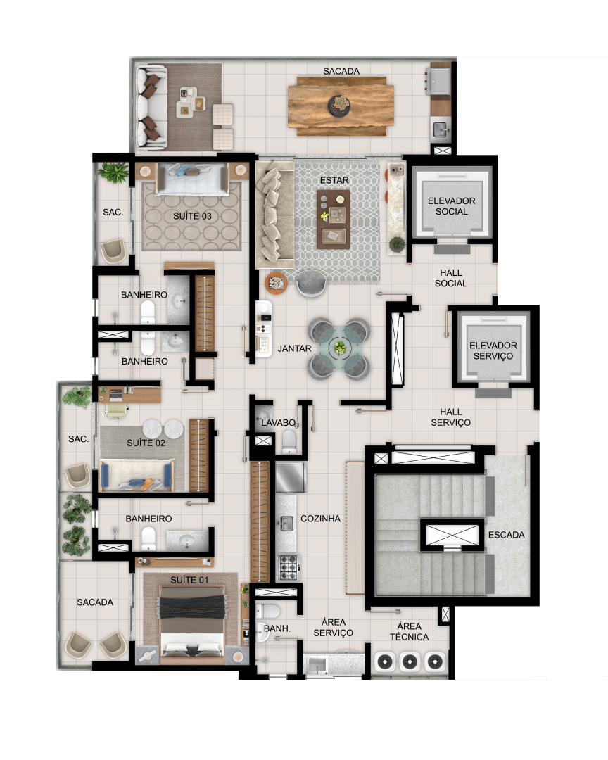 Apto. Tipo 1, 140 m²