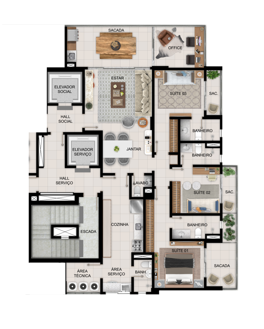 Apto. Tipo 2, 140 m²